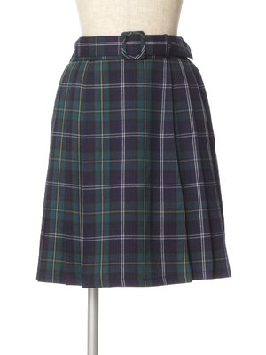 ベルト付きチェックプリーツスカート/F i.n.t