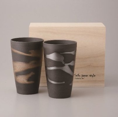 金銀流し 泡立ちカップ ペア 美濃焼