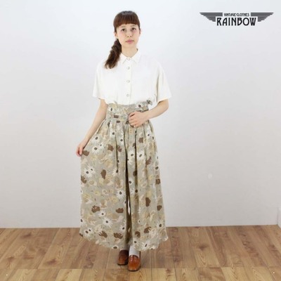 花柄ロング丈ガウチョパンツ