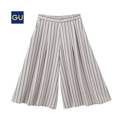 GU（ジーユー）イージードレープガウチョパンツ（ストライプ）