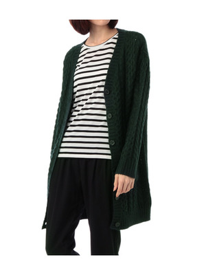 ケーブルニットロングカーディガン