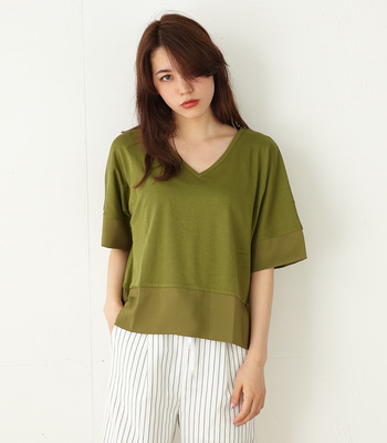 MOUSSY CIFFON COMBI V／N TOPS