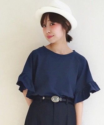 袖フリルショートTシャツ
