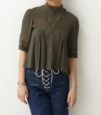 SLY MIX LACEスタンドブラウス