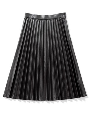 FAUX LEATHER PLEATED SKIRT