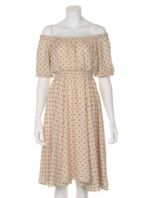 Lily Brown (リリーブラウン)  小紋柄オフショルワンピース