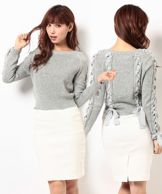 シュープリームララ  レースアップリボントップス