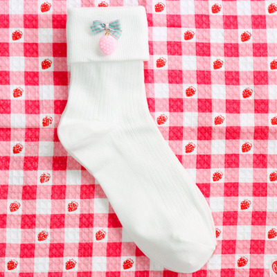 ドロップスの三つ折りソックス☆ぴーちみるく