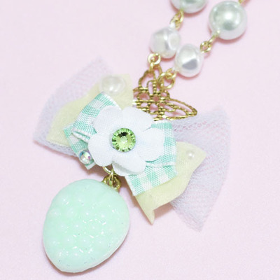 パステルドロップスとリボンのネックレス☆めろんみるく