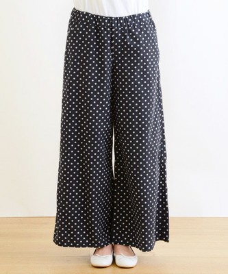 テンセルコットンリネン ドットワイドパンツ