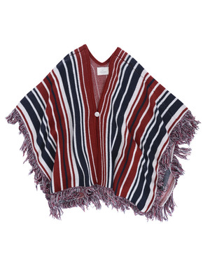 ジャガードフリンジニットポンチョ