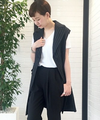 JOURNAL STANDARD ハードリネンストライプ ロングベスト#