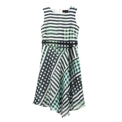 ぼかしチェックプリントフレアワンピース