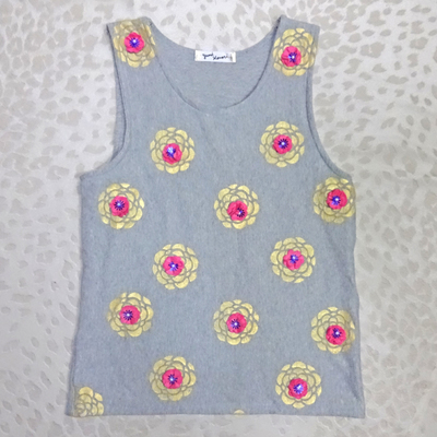 オーガニックコットン×手染めフラワープリントタンクトップ