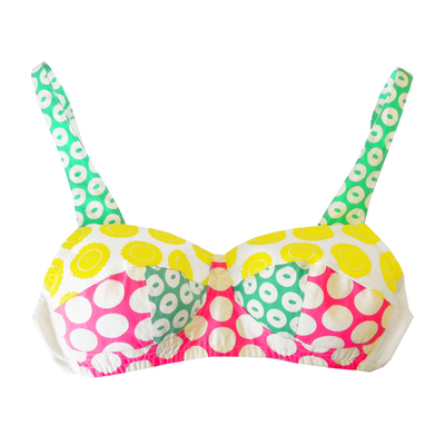 石油系界面活性剤不使用顔料プリントオーガニックコットンブラジャー Happy Color 