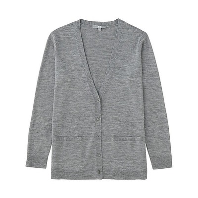 エクストラファインメリノVネックロングカーディガン（長袖）