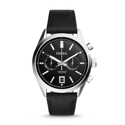 デル レイ クロノグラフ レザーウォッチ - ブラック