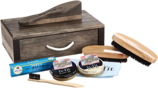  Liberty Field シューズケア フルセットBOX 踏み台付き靴磨きセット