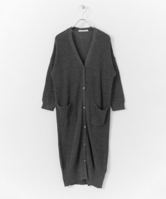 畦編みロングカーディガン