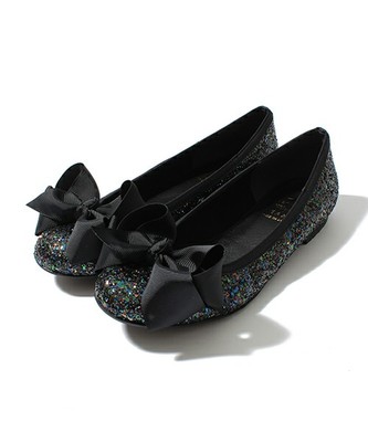 【予約限定】Loveli×SEPTEMBER MOON×Ray BEAMS / グリッター リボン バレエシューズ