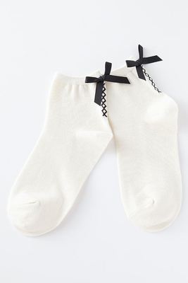 Backレースアップ刺繍リボン付きソックス