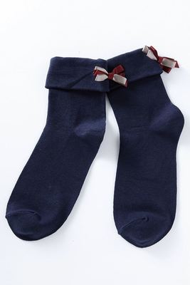 2色リボン付き折り返しソックス