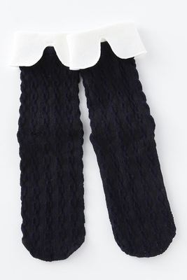 襟付きリンクス縄柄セーターソックス