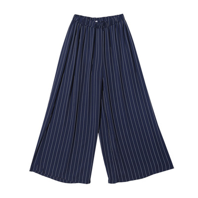 ウエストゴムストライプガウチョパンツ 