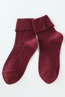 折り返しタッセル付きソックス