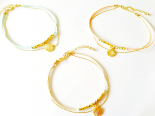 ゴールドシェルゆらゆら二連アンクレット