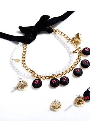 velvet initial necklace