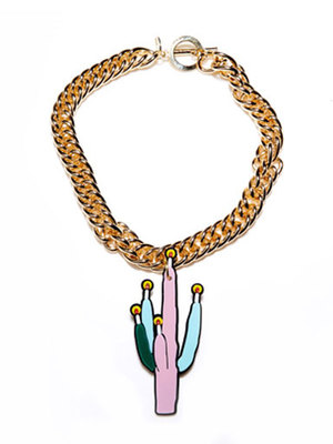 cactus candle acrylic necklace