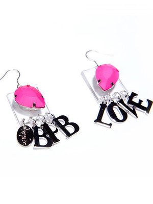 pink love PVC earring