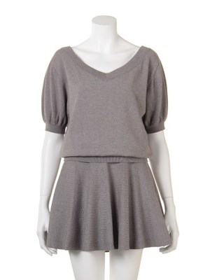 ニットフレアコンビワンピース