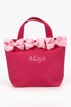 オリジナルお名前入れ3つリボンバッグ（ピンクXピンク）