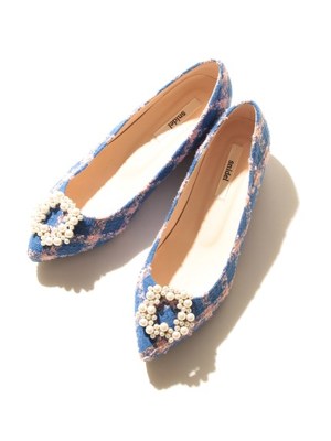 パールフラットシューズ