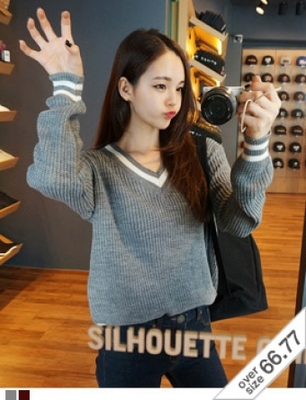 Vネックルーズニット