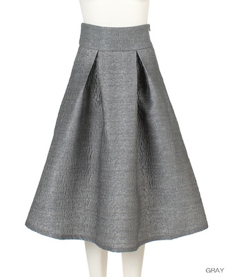 膨れジャガードハイウエストタックスカート