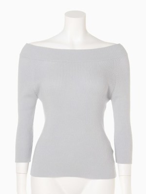 ワイドネックシンプルカラーリブネック