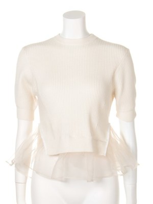 オーガンジーフリルニットプルオーバー