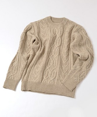 アランケーブル クルーネックニット