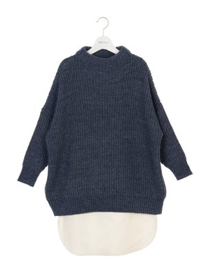 ハイネックニットプルオーバー&シャツ風ワンピース