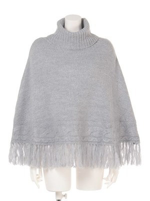 フリンジ付ポンチョ