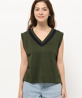 ライン衿Vネックベスト