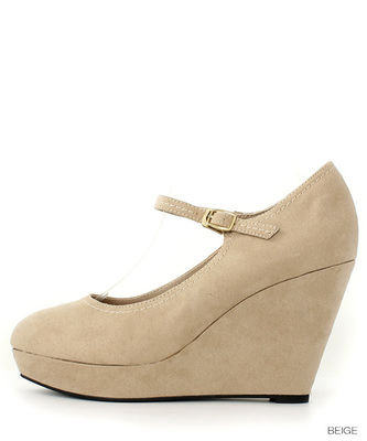 ワンストラップウェッジパンプス