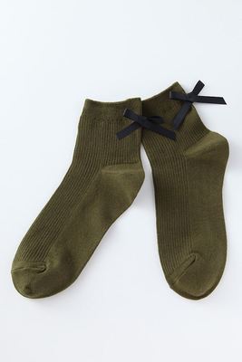 バックリボン付きリブソックス