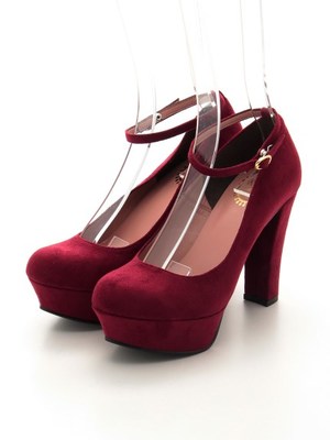 アンクルストラップ太ヒールパンプス