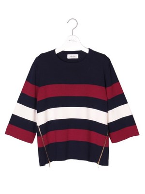 ミラノリブ太ボーダープルオーバー