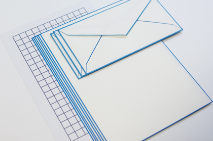 木版摺 色ふちレターセット 青