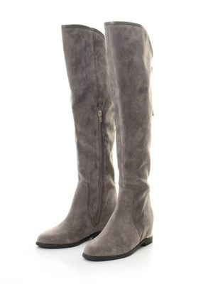 タッセル付きインヒールフラットニーハイブーツ